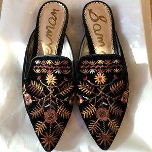 Sam Edelman Suede Floral Mules
